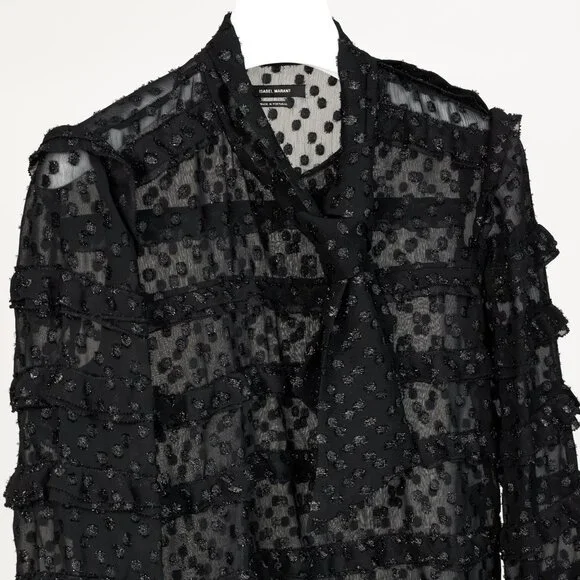 Isabel Marant AW/16 Alba Black Fil Coupé Polka Dot Blouse - Picture 4 of 11